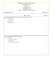 SUGGESTED ANSWERS TO QUESTIONS FINAL EXAMINATION GROUP - III Paper 13