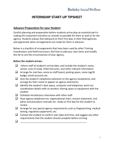 Berkeley, Internship Start Tipsheet