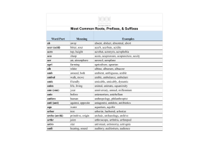 Most Common Roots, Prefixes & Suffixes - Sheet1