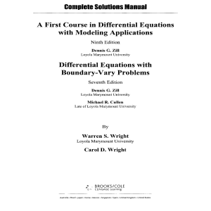 Solutions Manual of Differential Equatio
