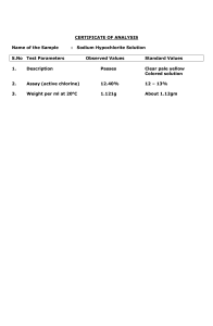 SODIUM HYPOCHLORITE 12% COA