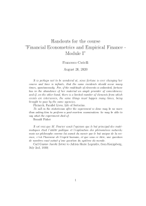 Handouts - Financial Econometrics 