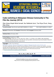ERA Q3 - Code-switching in Malaysian Chinese Community in the Film The Journey 2014