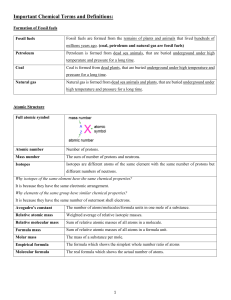 Important Chemical Terms and Definitions