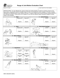 Range of Motion Evaluation chart