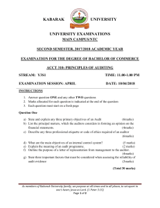 Principles of Auditing Exam Paper - Kabarak University