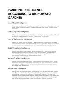 9 MULTIPLE INTELLIGENCE ACCORDING TO HOWARD GARDNER