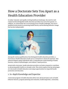 How a Doctorate Sets You Apart as a Health Education Provider