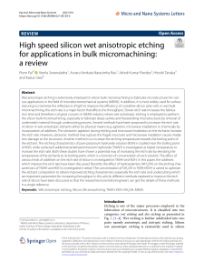 High-Speed Silicon Wet Etching: A Review