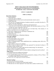 Heat Transfer Exam Questions: Radiation