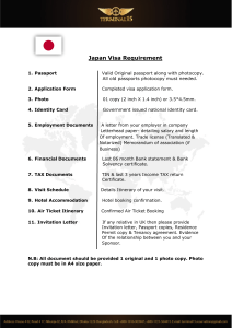 Japan Tourist Visa Checklist