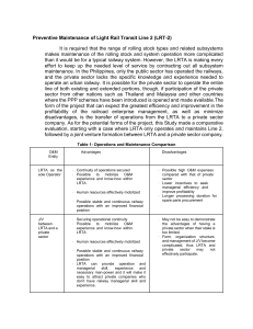 Preventive Maintenance of Light Rail Transit Line 2