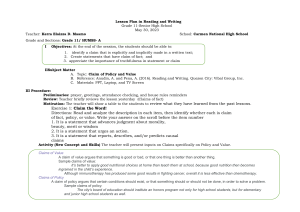 Lesson plan for reading and writing