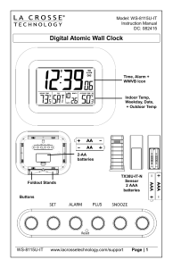 La Crosse Wall Clock WS-8115U Manual