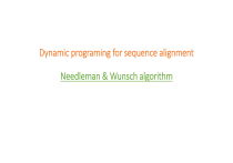 Dynamic Programming Sequence Alignment: Needleman-Wunsch Algorithm
