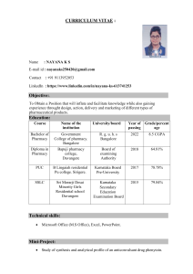 CV for pharmacovigilence