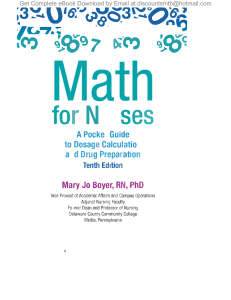 Math for Nurses A Pocket Guide to Dosage Calculation and Drug Preparation, 10e Mary Jo Boyer