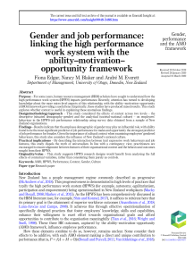 Gender and job performance- linking the high performance work system with the ability–motivation–opportunity framework