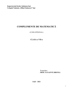 Complemente de matematica -  optional clasa a VII-a 2021-2022 GELU