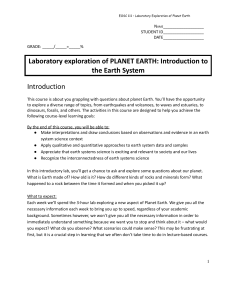 Earth Science Lab Manual: Introduction to Earth System