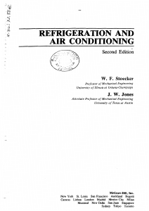 REFRIGERATION & AIR CONDITIONING BY W.F. STOECKER & J.W JHONES