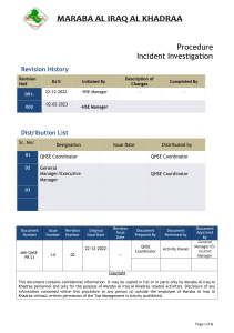 Incident Investigation procedure