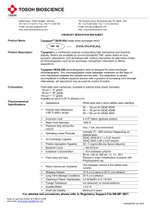 Toyopearl DEAE-650 Resin Specification Sheet