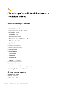 Chemistry Overall Revision Notes + Revision Tables