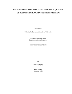 Factors Affecting Perceived Education Quality of Buddhist schools in Southern Vietnam