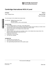 Cambridge A Level Physics: Multiple Choice Exam Paper