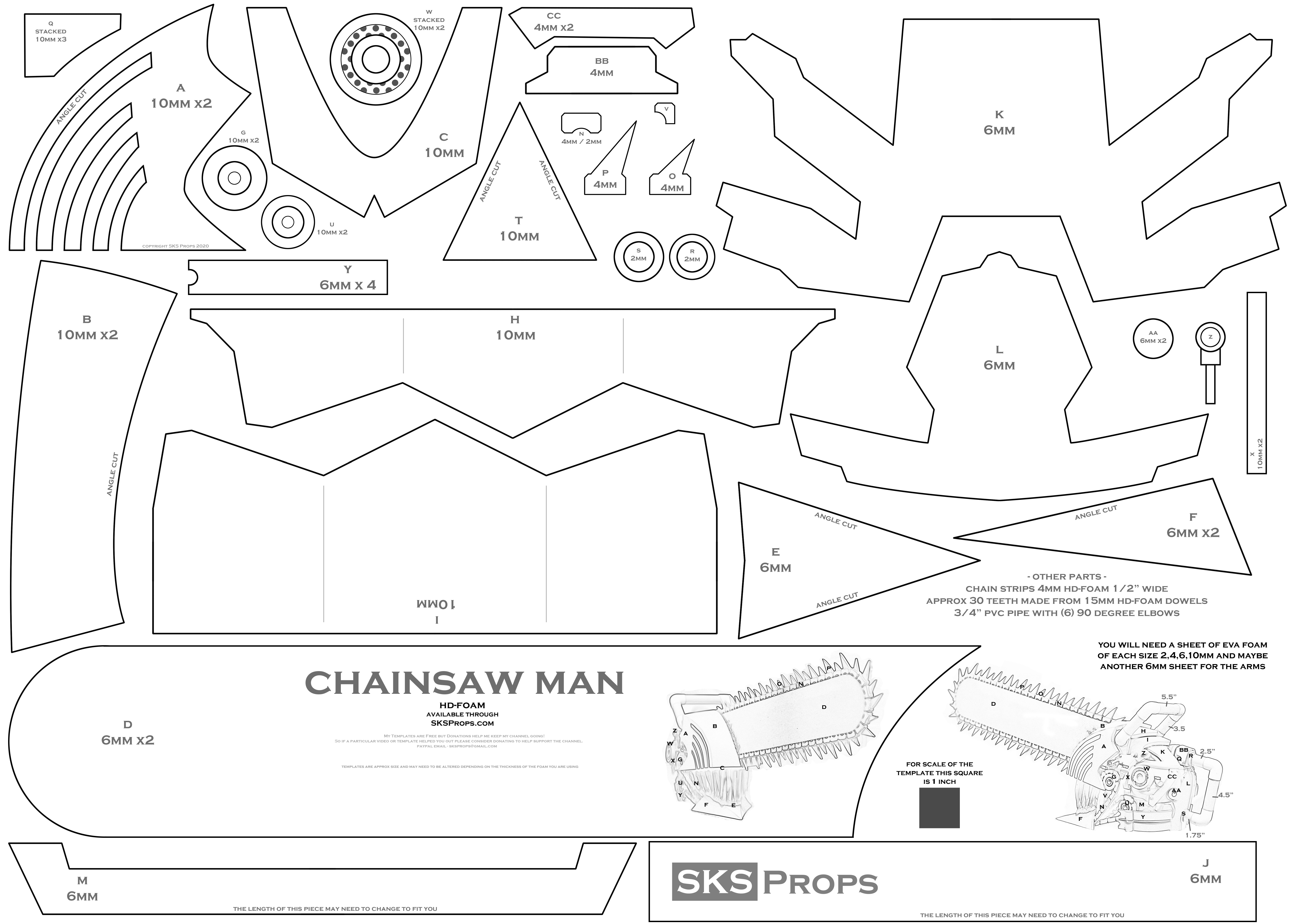 Chainsaw Man Cosplay Tutorial Free Templates by SKSProps on DeviantArt