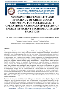 ASSESSING THE FEASIBILITY AND EFFICIENCY OF GREEN CLOUD COMPUTING FOR SUSTAINABLE IT OPERATIONS: A COMPARATIVE STUDY OF ENERGY-EFFICIENT TECHNOLOGIES AND PRACTICES