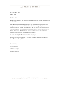 Letter to al munir hotels