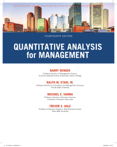 Quantitative Analysis for Management 14e By Barry Render, Ralph Stair, Michael Hanna, Trevor Hale