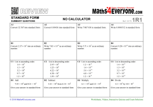 Standard Form Math Worksheet