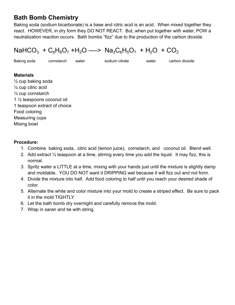 Bath Bomb Chemistry