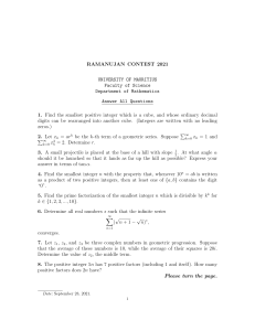 Ramanujan Exam Paper