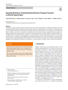 Equating Resistance‑Training Volume Between Programs Focused