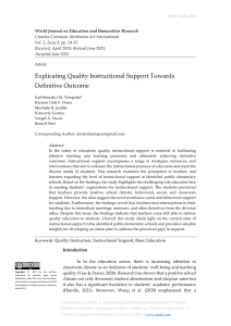 Explicating Quality Instructional Support Towards Definitive Outcome