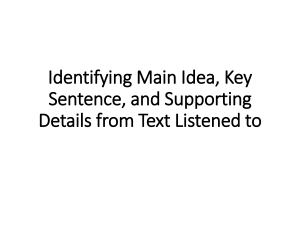 Identifying Main Idea, Key Sentence, and MARCH 14 ENG