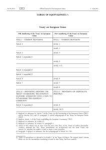 Treaty on European Union Equivalences Table