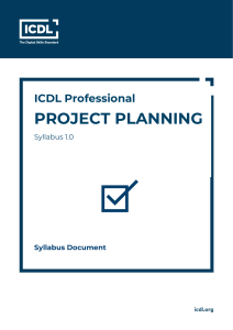 ICDL Project Planning Syllabus 1.0