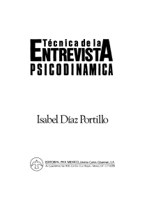 Diaz Portillo Isabel - Tecnicas De La Entrevista Psicodinamica