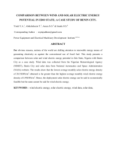 Comparison between wind and solar electric energy: A case study of Benin City 