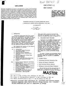 Recommended Practices In Elevated Temperature Design- A Compendium Of Breeder Reactor Experiences (1970-1987)