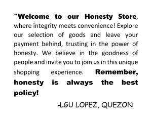 Welcome to our Honesty Store