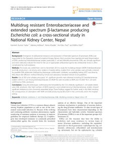 Multidrug resistant Enterobacteriaceae and extended spectrum β-lactamase producing Escherichia coli: a cross-sectional study in National Kidney Center, Nepal