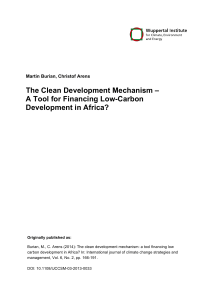 CDM - A Tool for Financing Low - Carbon Development in Africa [Burian, M & Arens, C. (2014)