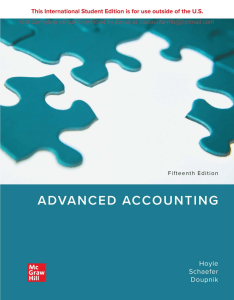 Advanced Accounting 15e Joe Ben Hoyle, Thomas Schaefer, Timothy Doupnik