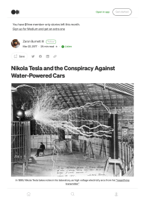 Nikola Tesla and the Conspiracy Against Water-Powered Cars   by 